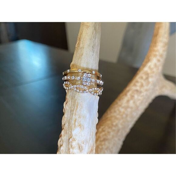 Rose Gold Plated Infinity Eternity Ring Simple Band Ring 3pcs Set Zircon Gemston - Picture 2 of 8